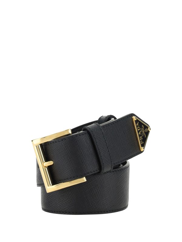 Unisex Black Saffiano Leather Belt