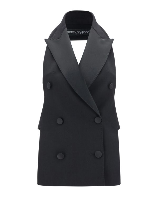 Women's Double Breasted Wool Gabardine Waistcoat