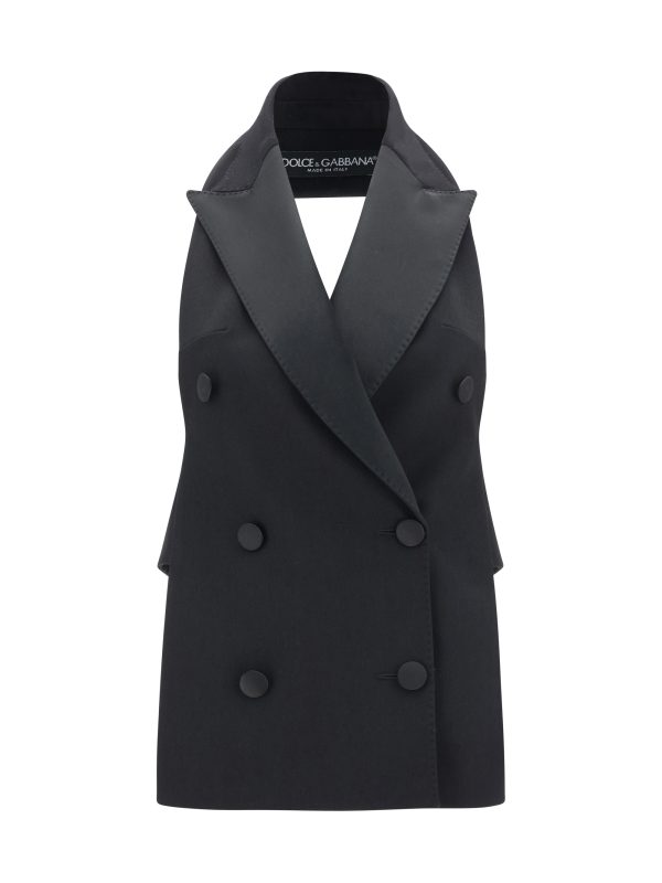 Women's Double Breasted Wool Gabardine Waistcoat