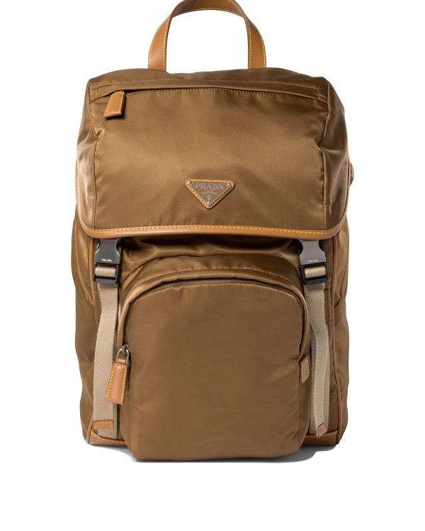 Re-Nylon and leather backpack