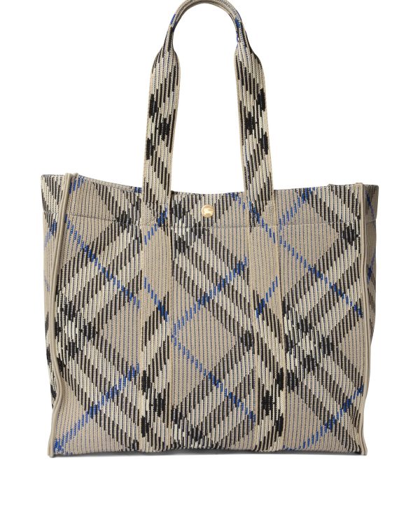 Knitted Check Tote Bag