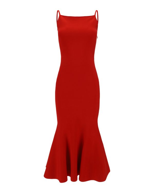 Square-neck Flared Midi Dress