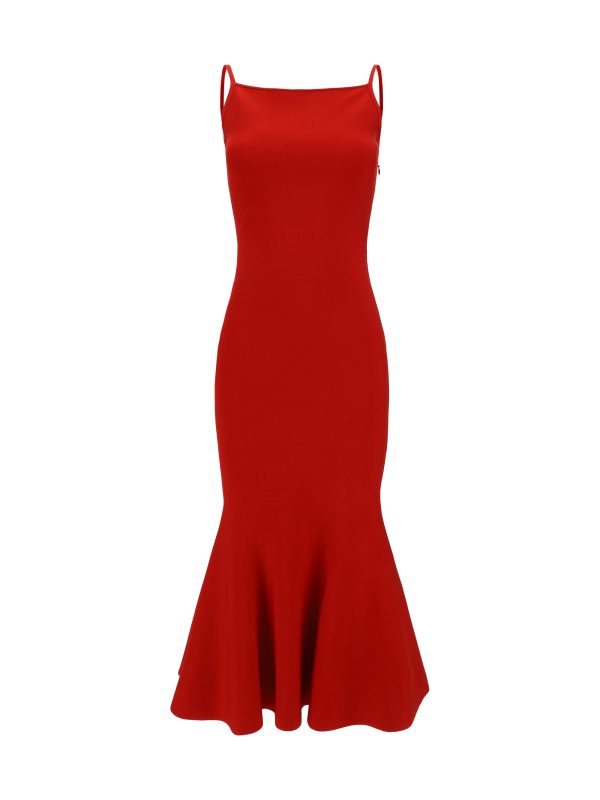 Square-neck Flared Midi Dress