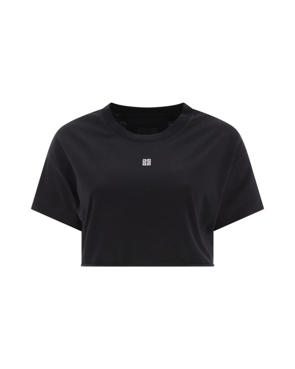 Cropped t-shirt with embroidered logo