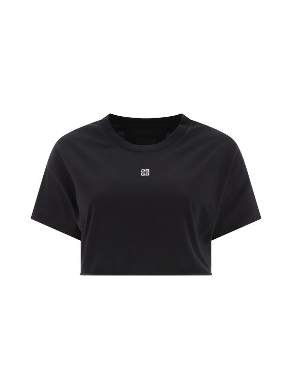 Cropped t-shirt with embroidered logo