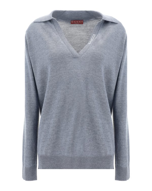 Women's Extra Fine Wool Polo Sweater